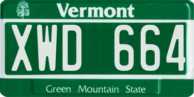 VT license plate XWD664