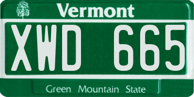 VT license plate XWD665