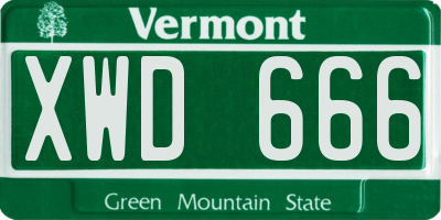 VT license plate XWD666