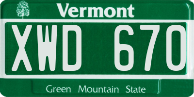 VT license plate XWD670