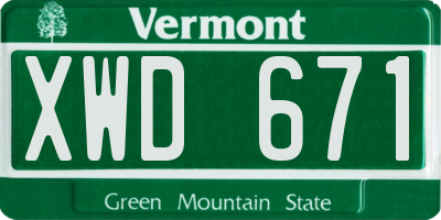 VT license plate XWD671