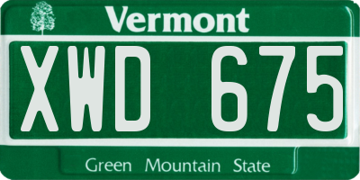 VT license plate XWD675