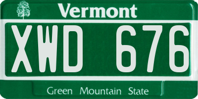 VT license plate XWD676