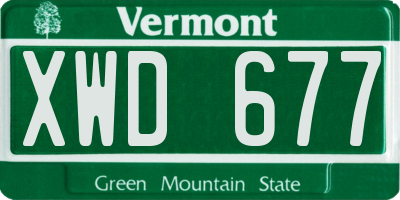 VT license plate XWD677