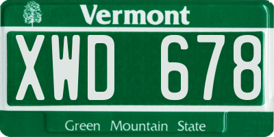 VT license plate XWD678