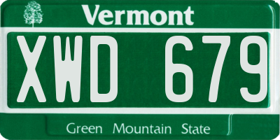 VT license plate XWD679