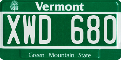 VT license plate XWD680