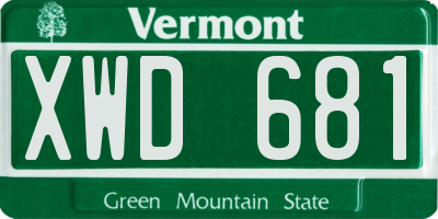 VT license plate XWD681