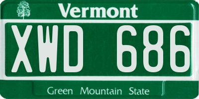 VT license plate XWD686