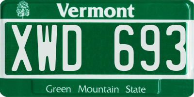 VT license plate XWD693