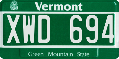 VT license plate XWD694