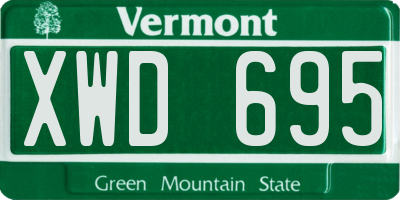 VT license plate XWD695