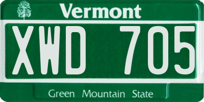 VT license plate XWD705