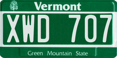 VT license plate XWD707