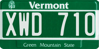 VT license plate XWD710