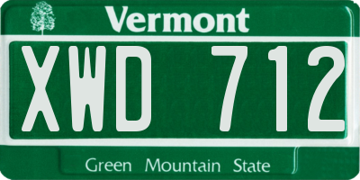 VT license plate XWD712