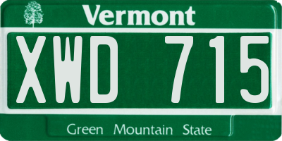 VT license plate XWD715