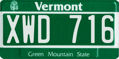 VT license plate XWD716