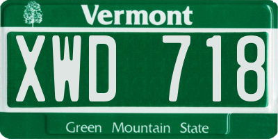 VT license plate XWD718