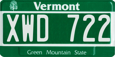 VT license plate XWD722