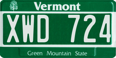 VT license plate XWD724