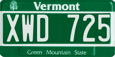 VT license plate XWD725