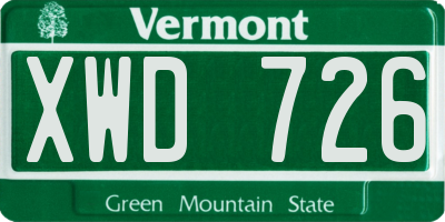 VT license plate XWD726
