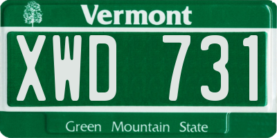 VT license plate XWD731