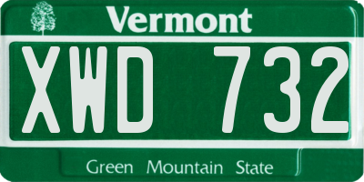 VT license plate XWD732