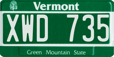 VT license plate XWD735