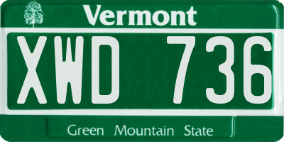 VT license plate XWD736