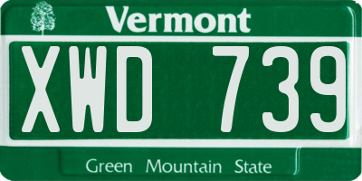 VT license plate XWD739
