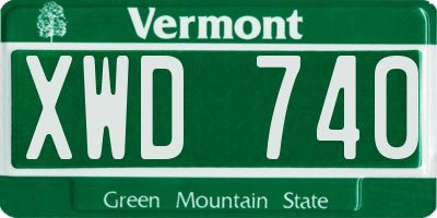 VT license plate XWD740