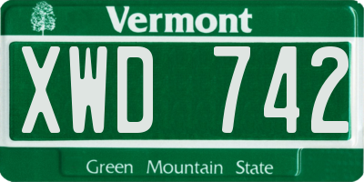 VT license plate XWD742