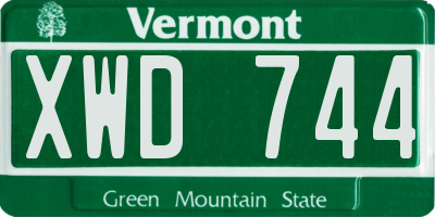 VT license plate XWD744