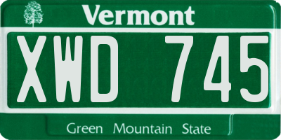 VT license plate XWD745