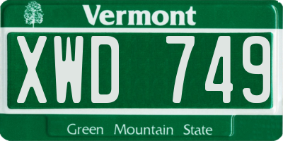 VT license plate XWD749