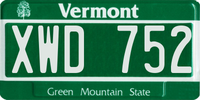 VT license plate XWD752