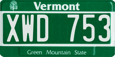 VT license plate XWD753