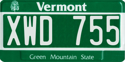 VT license plate XWD755