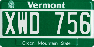 VT license plate XWD756