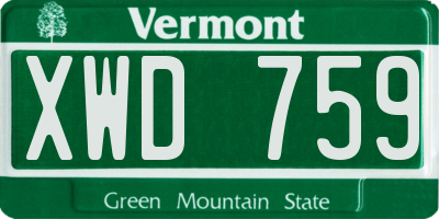 VT license plate XWD759
