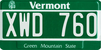 VT license plate XWD760