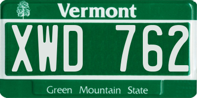VT license plate XWD762
