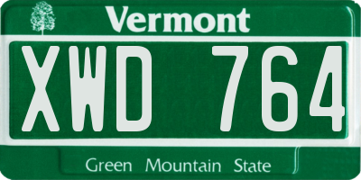 VT license plate XWD764