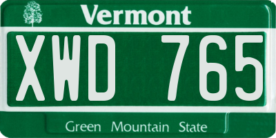 VT license plate XWD765