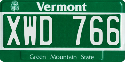 VT license plate XWD766