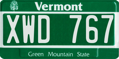 VT license plate XWD767