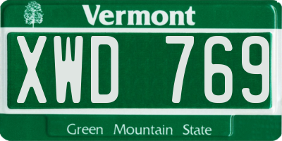 VT license plate XWD769