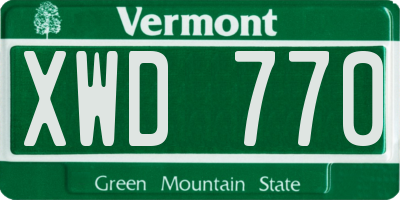 VT license plate XWD770
